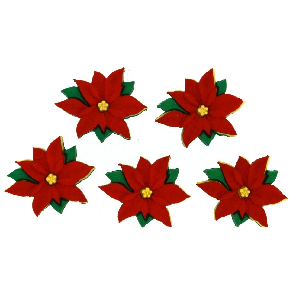 Dress It Up Christmas Poinsettias Buttons