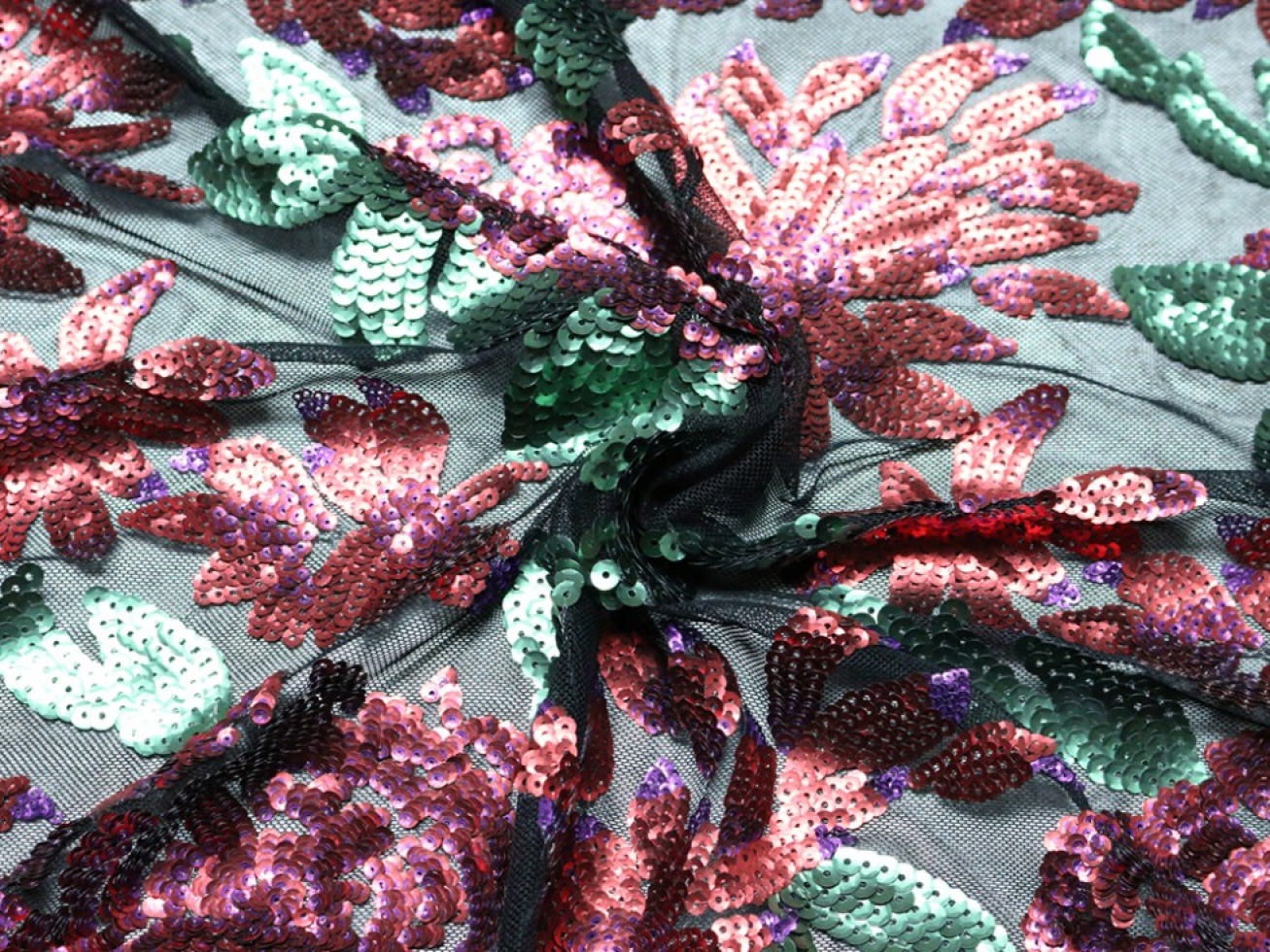 Sequin Lace Fabric Pink