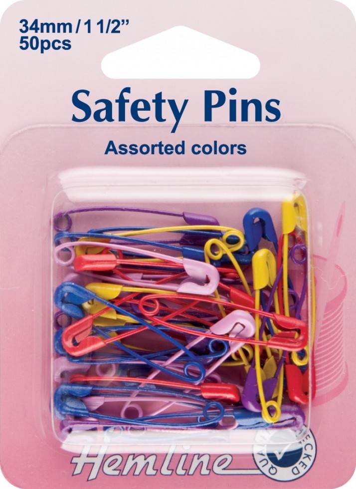 Hemline Safety Pins Assorted Colours