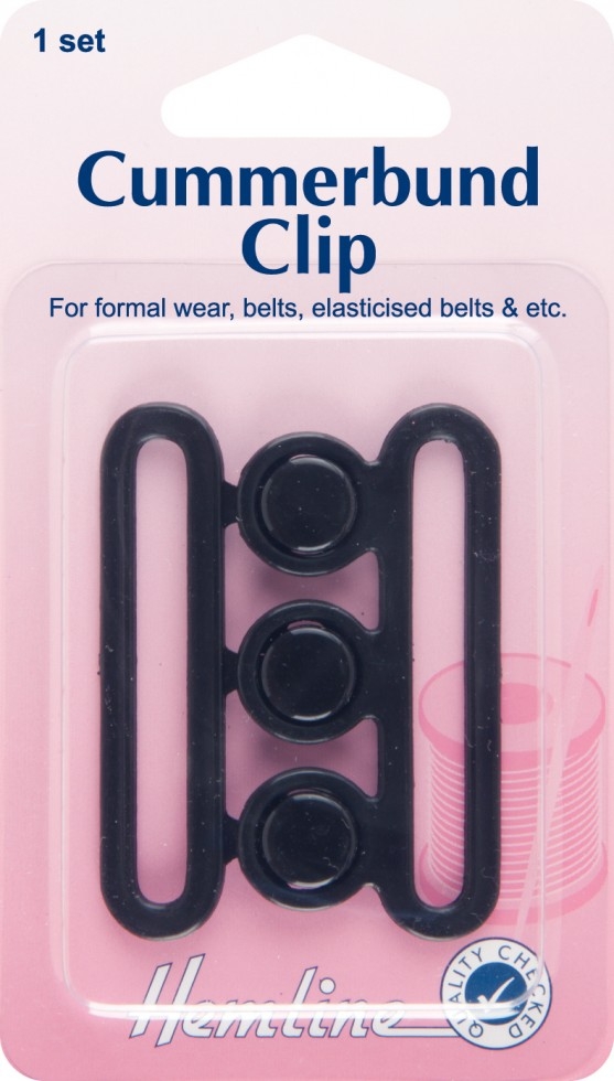 Hemline Cummerbund Clip Fastener Black