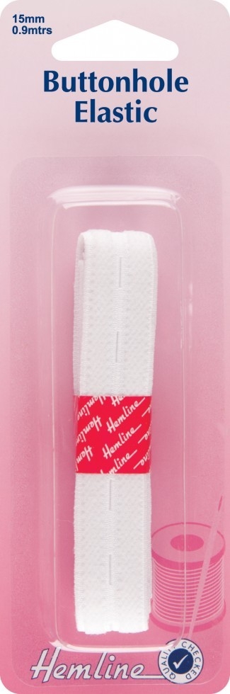 Hemline Buttonhole Elastic White