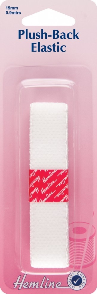 Hemline Plush Back Elastic White