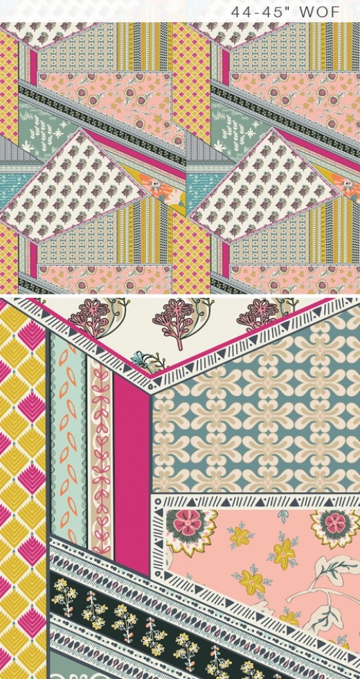 Art Gallery Fabrics Indie Boheme 100% Cotton Poplin Fabric Bohemian Patchwork