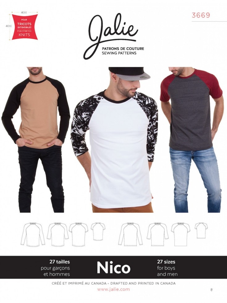 Jalie Paper Sewing Pattern 3669 Nico Raglan Tees