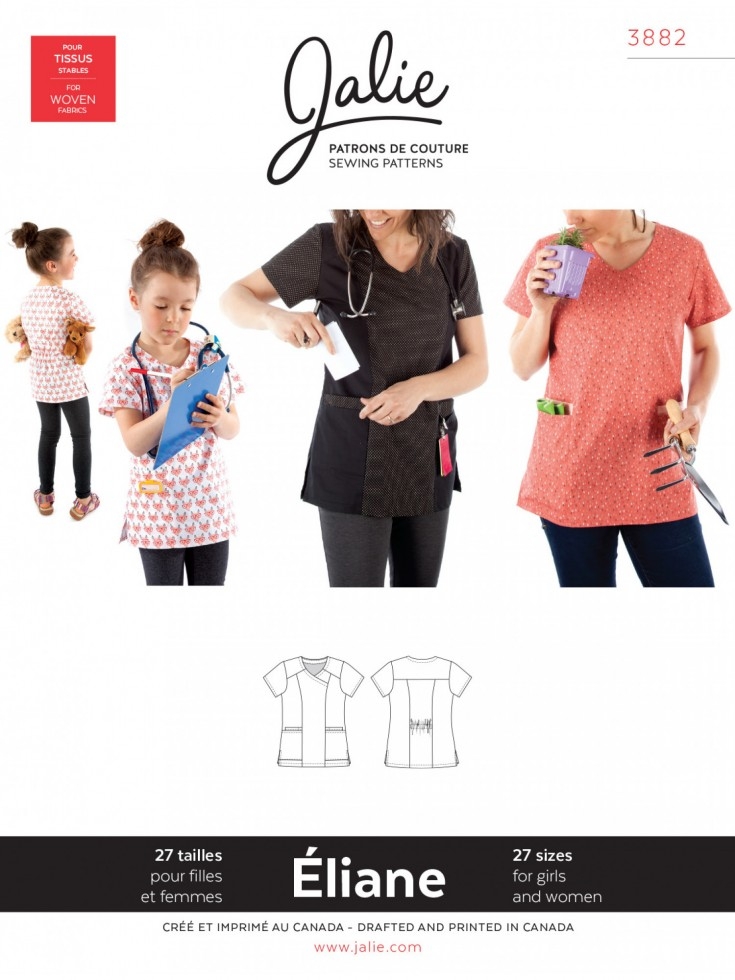 Jalie Paper Sewing Pattern 3882 Eliane Scrub Top