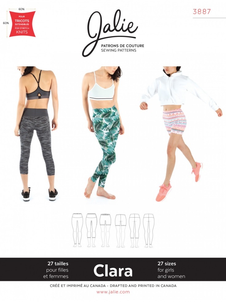 Jalie Paper Sewing Pattern 3887 Clara High Waisted Leggings
