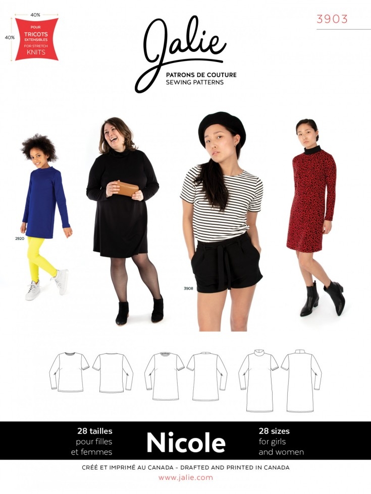 Jalie Paper Sewing Pattern 3903 Nicole Shift Dress Tunic & Tee