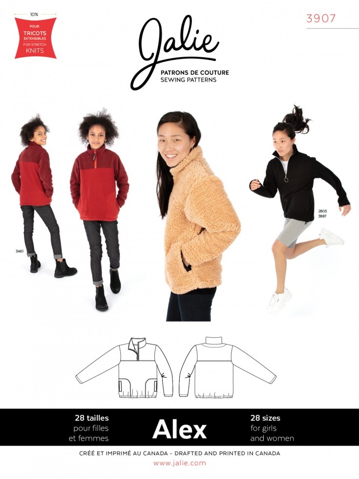 Jalie Paper Sewing Pattern 3907 Alex Half Zip Pullover