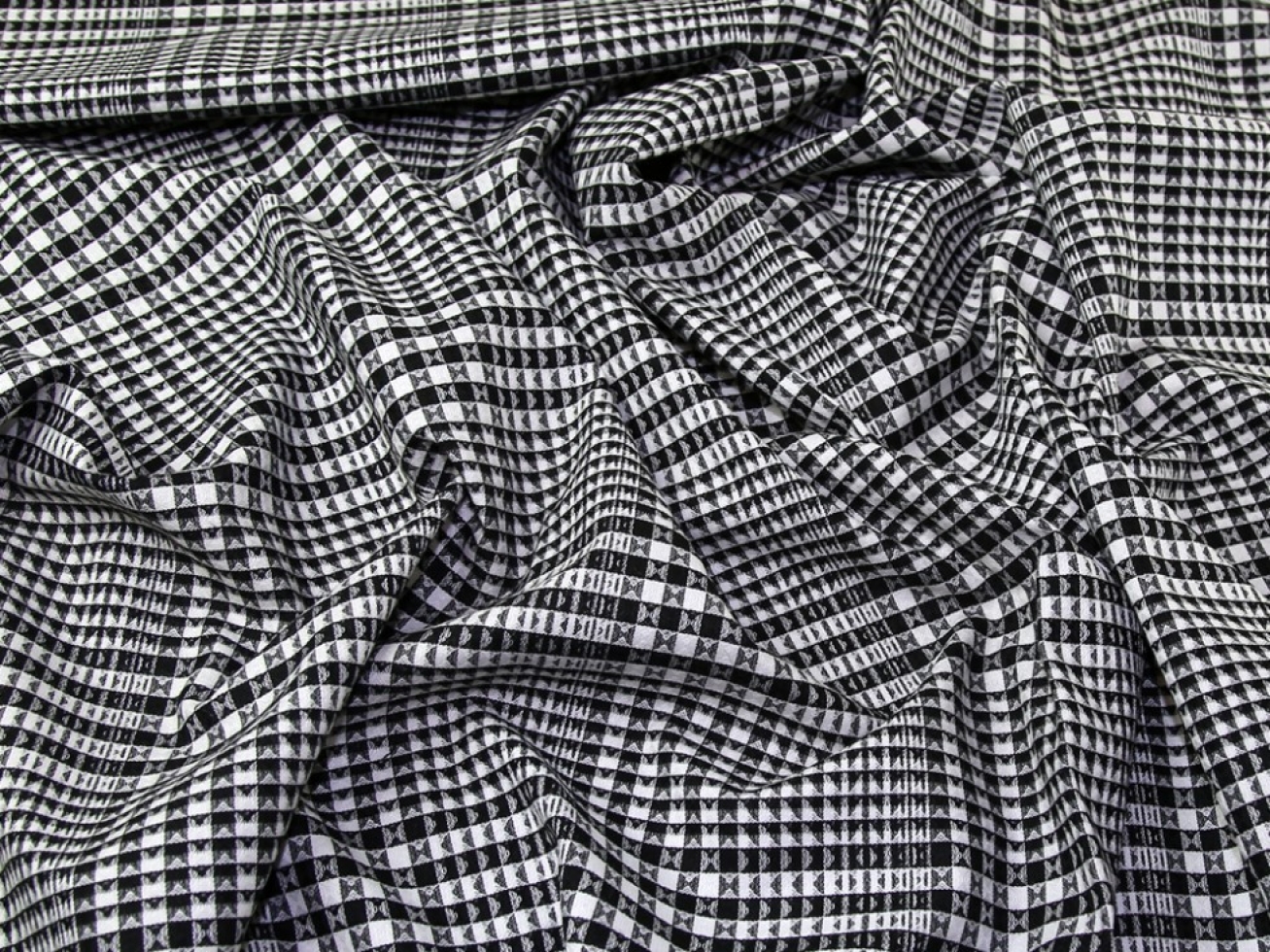 John Louden Stretch Woven Suiting Fabric Black & White