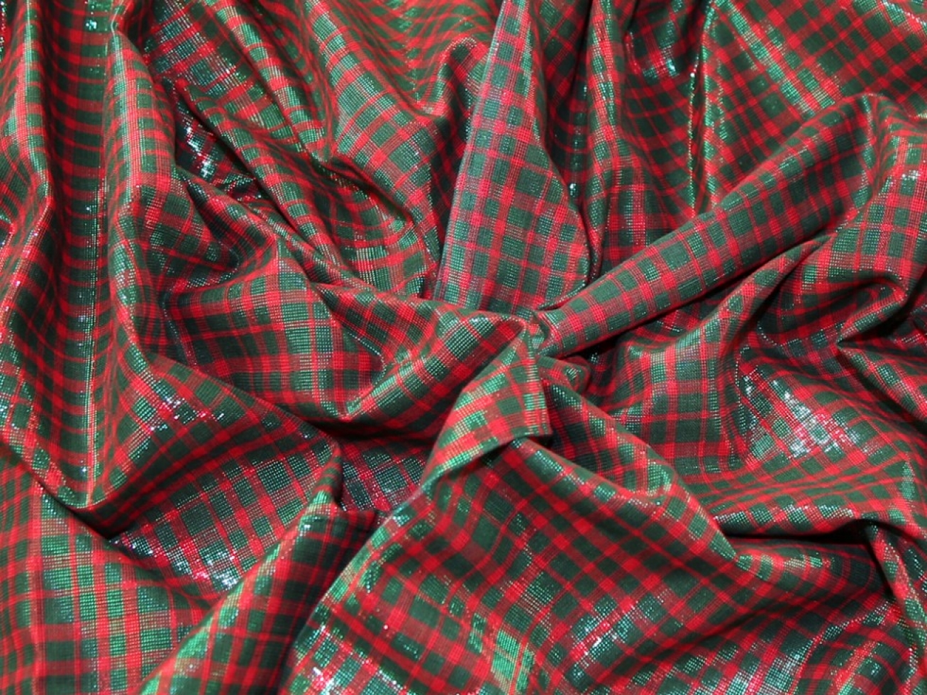 John Louden Metallic Cotton Fabric Red & Green