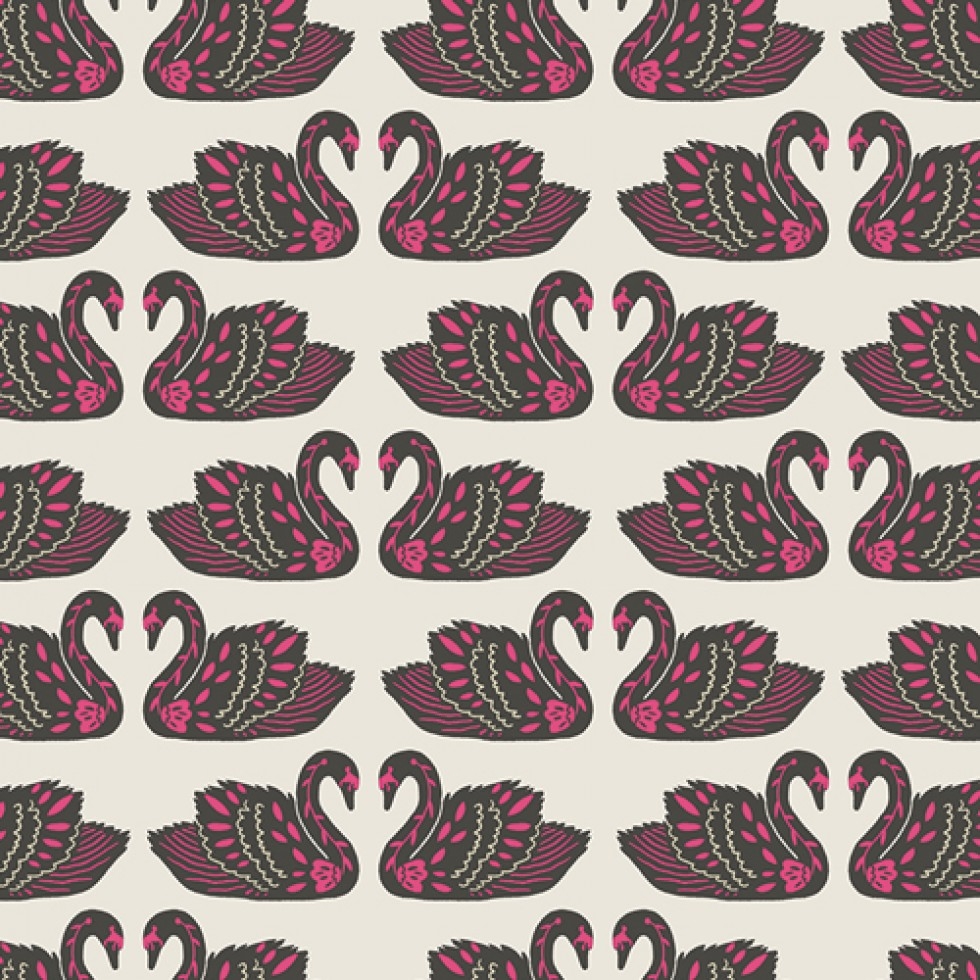 Art Gallery Fabrics Tallinn Cotton Jersey Stretch Knit Fabric Baltic Swans Sand