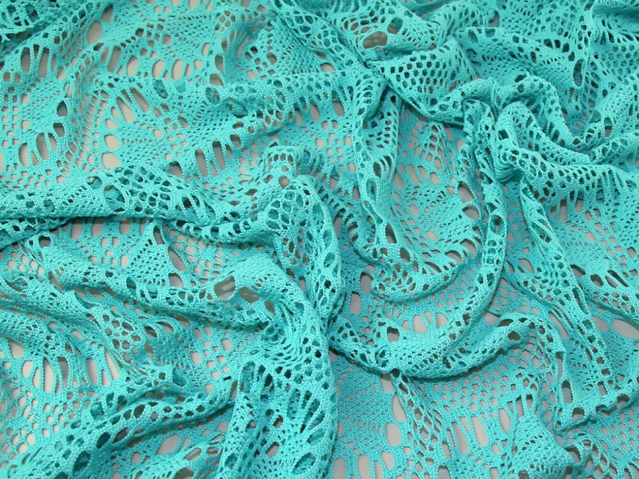 Lady McElroy Crochet Lace Fabric Turquoise