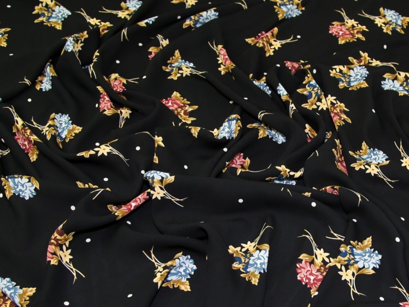 Lady McElroy Polyester Georgette Fabric Black