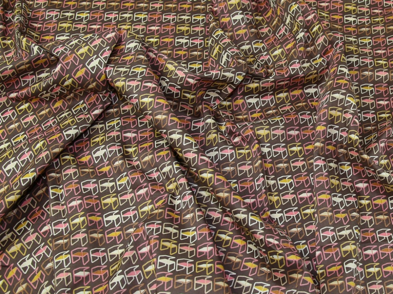 Liberty London Cotton Lawn Fabric Brown Pink Ochre