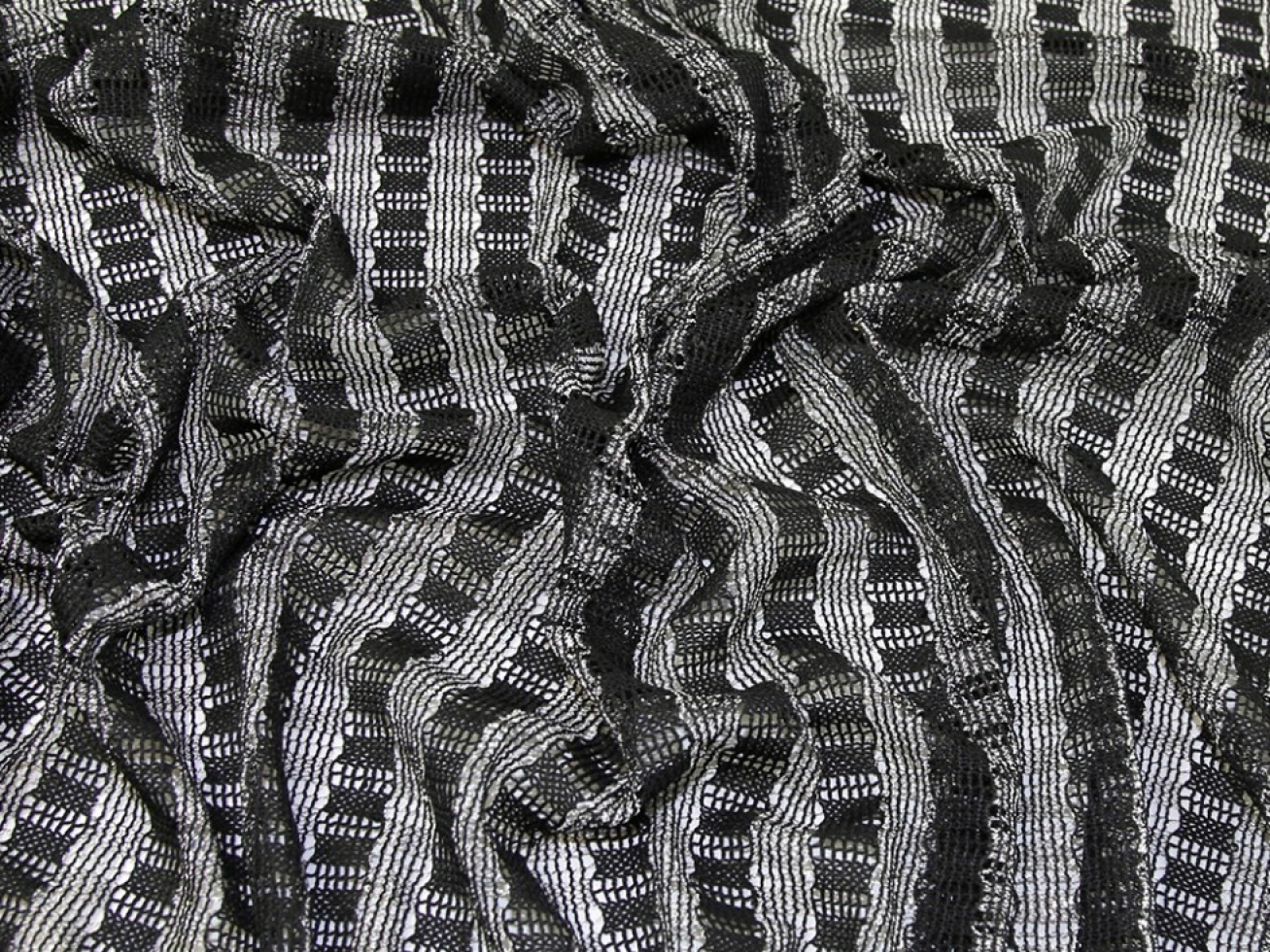Sequin Lace Fabric Black & White