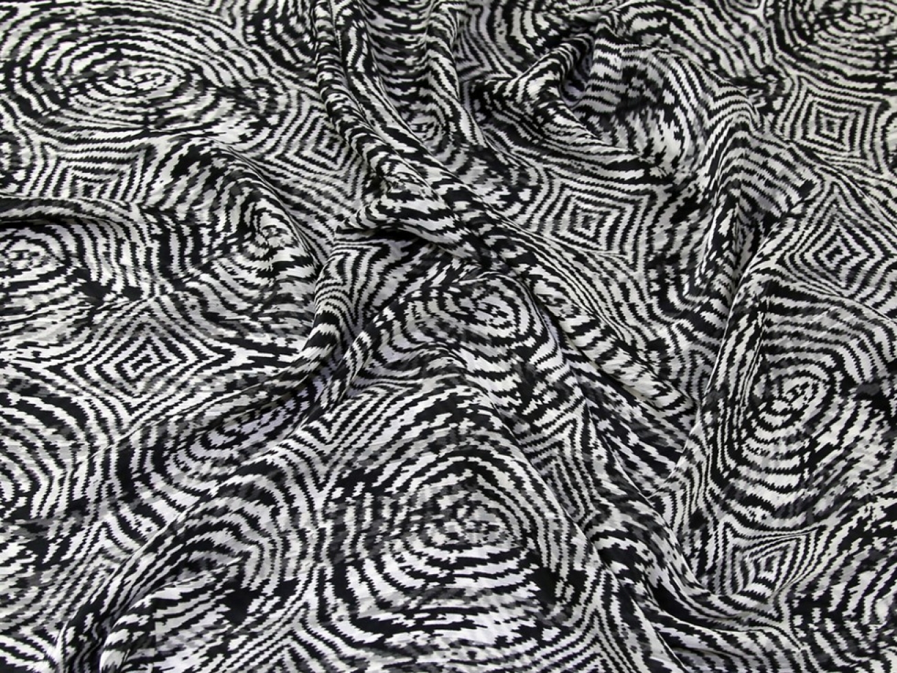 Sheer Chiffon Fabric Black & White