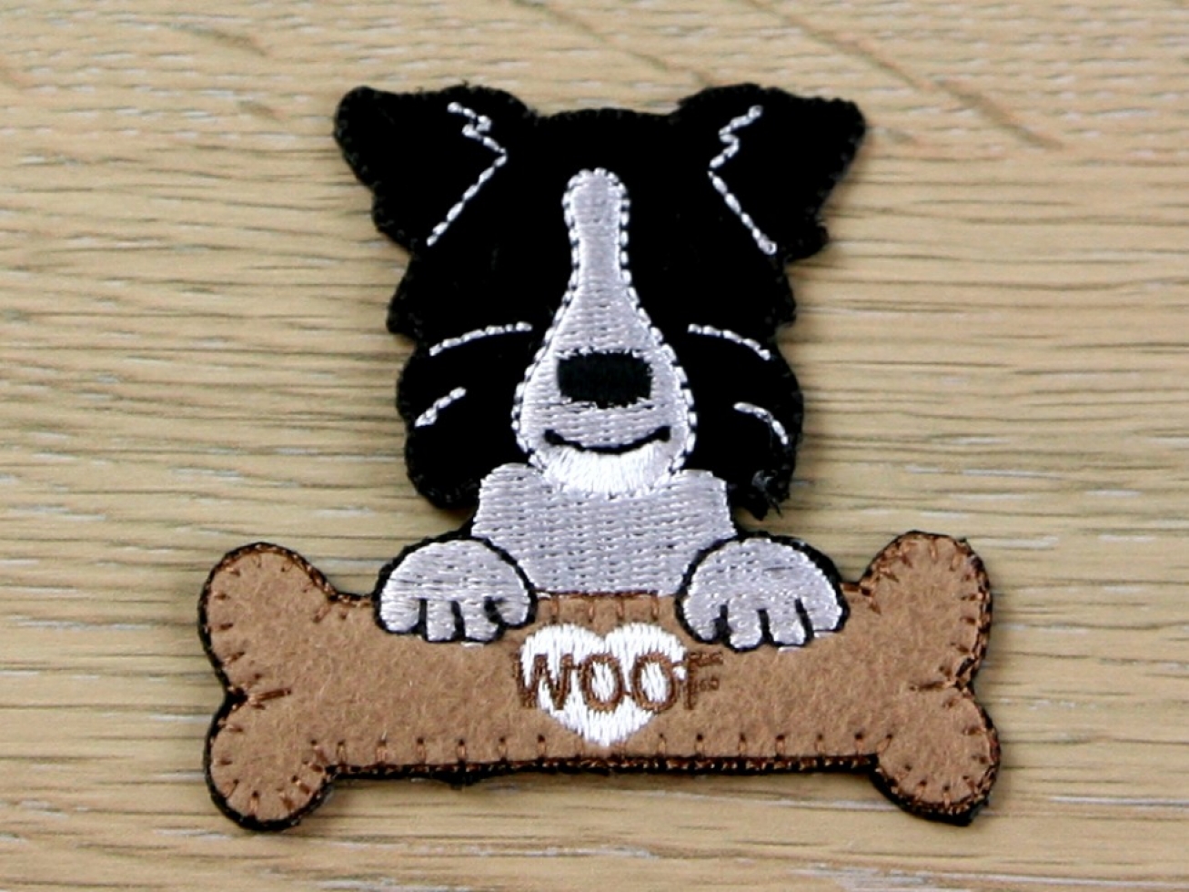 Patch Motif Dog with Bone Black