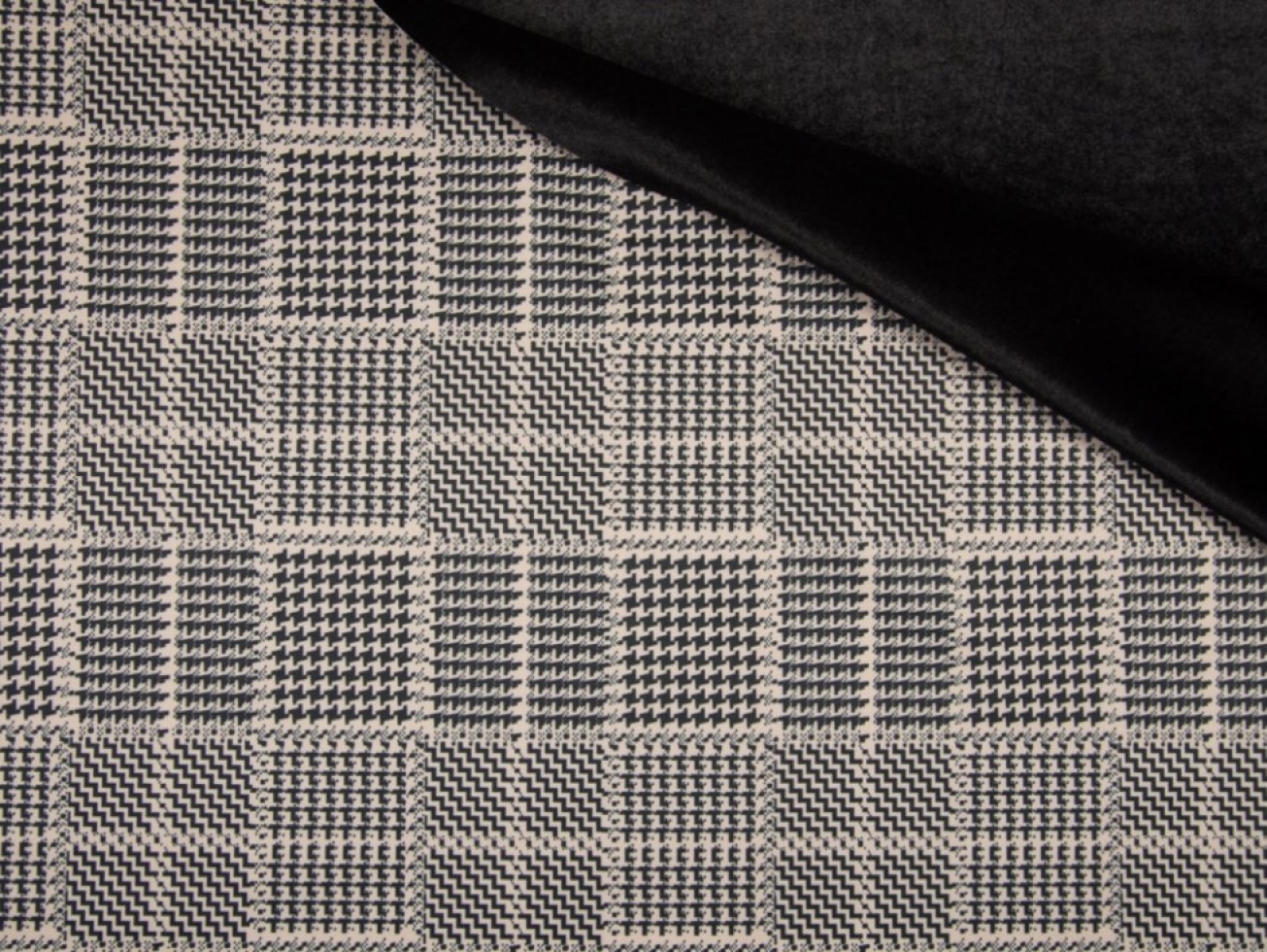 Velour Scuba Stretch Knit Fabric Taupe & Black