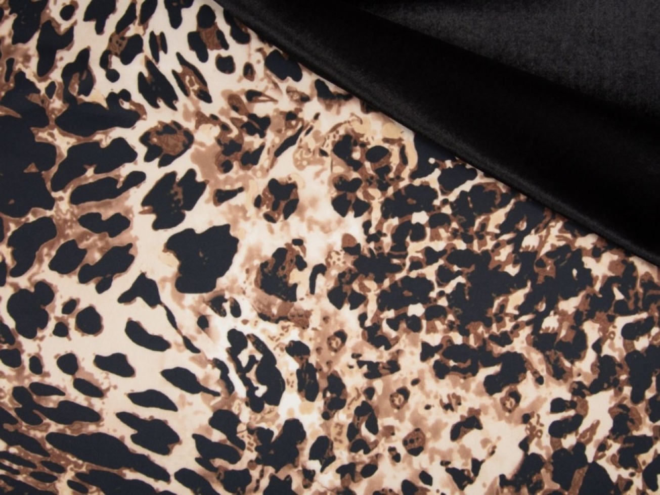 Velour Scuba Stretch Knit Fabric Brown & Black