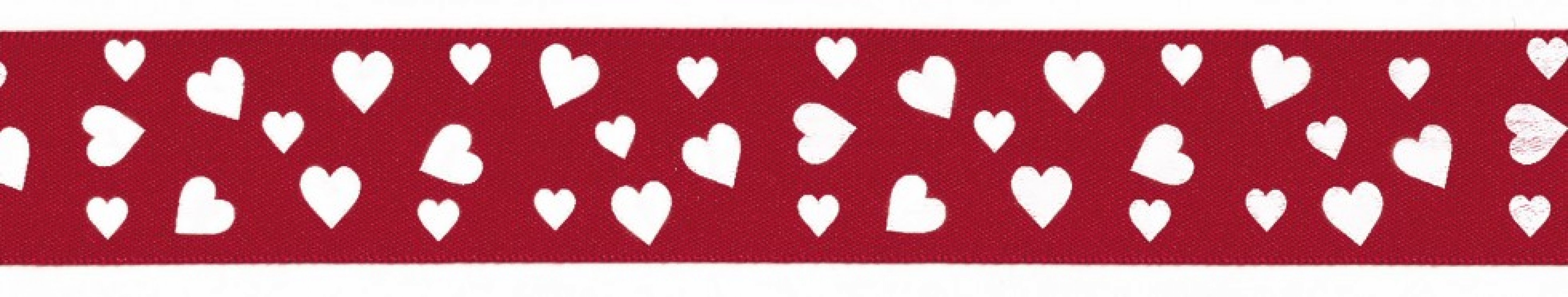 Berisfords Confetti Hearts Ribbon 15 Red/White