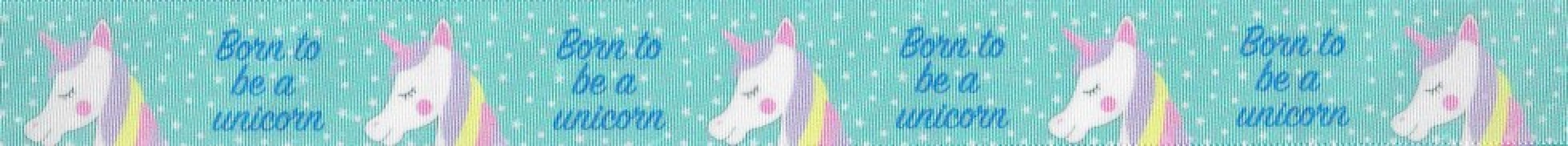 Berisfords Born To Be A Unicorn Ribbon Teal