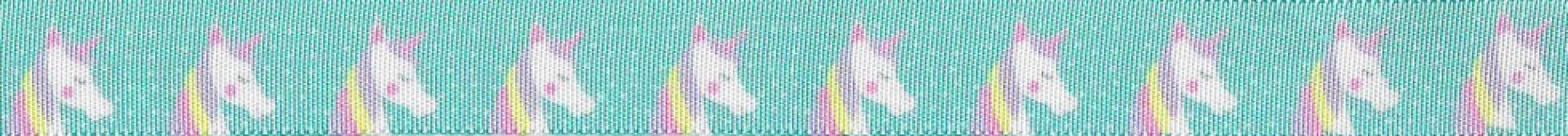 Berisfords Starry Unicorn Ribbon Teal