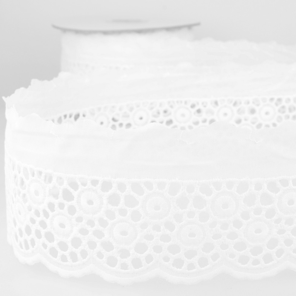 Stephanoise Eyelet Lace Trim White
