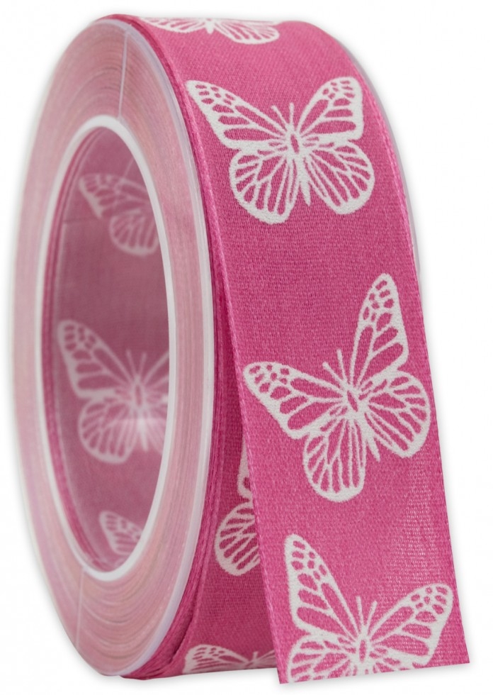 Butterfly Print Ribbon Pink