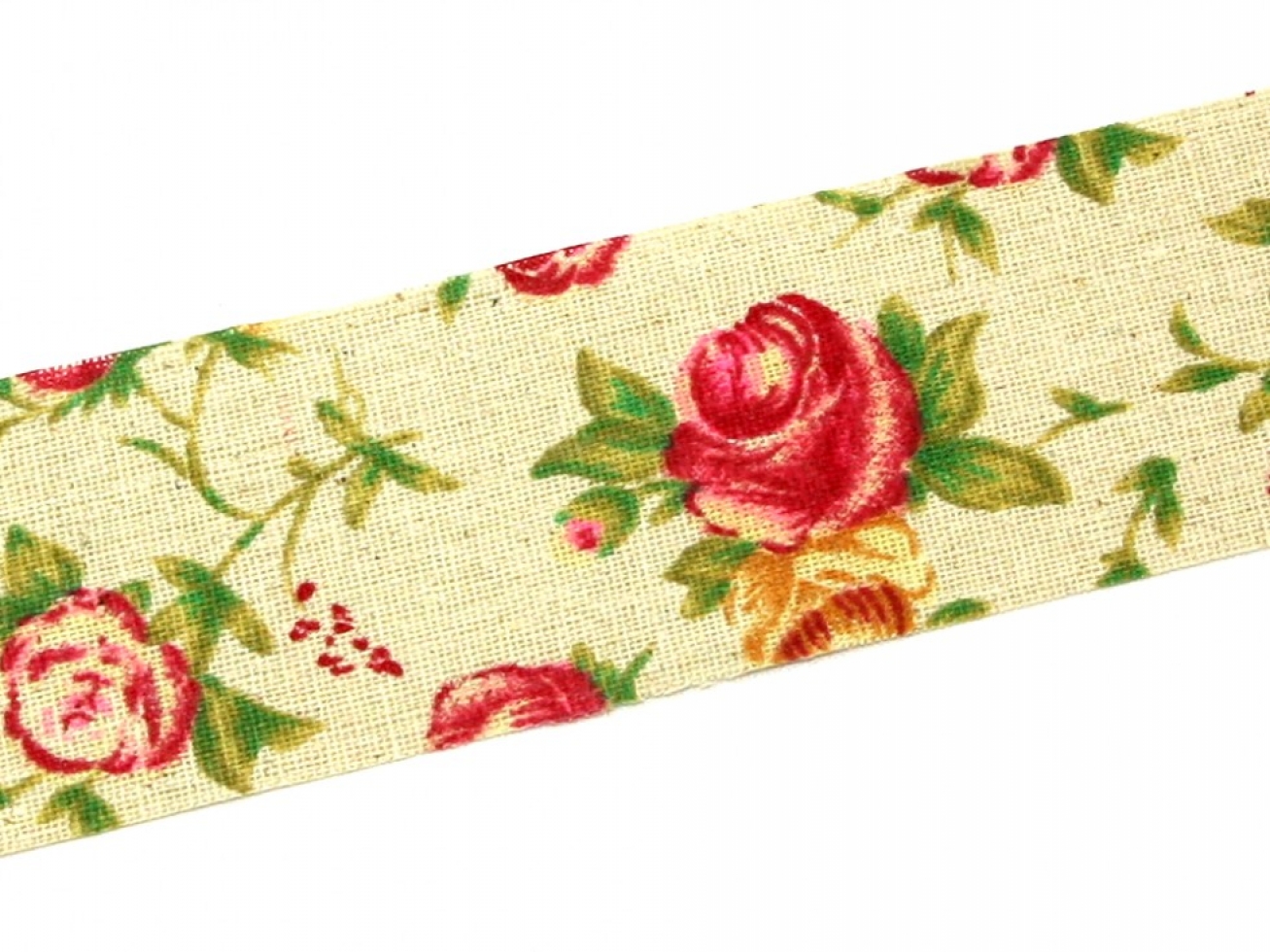 Rose Burlap Ribbon Beige Pink Green