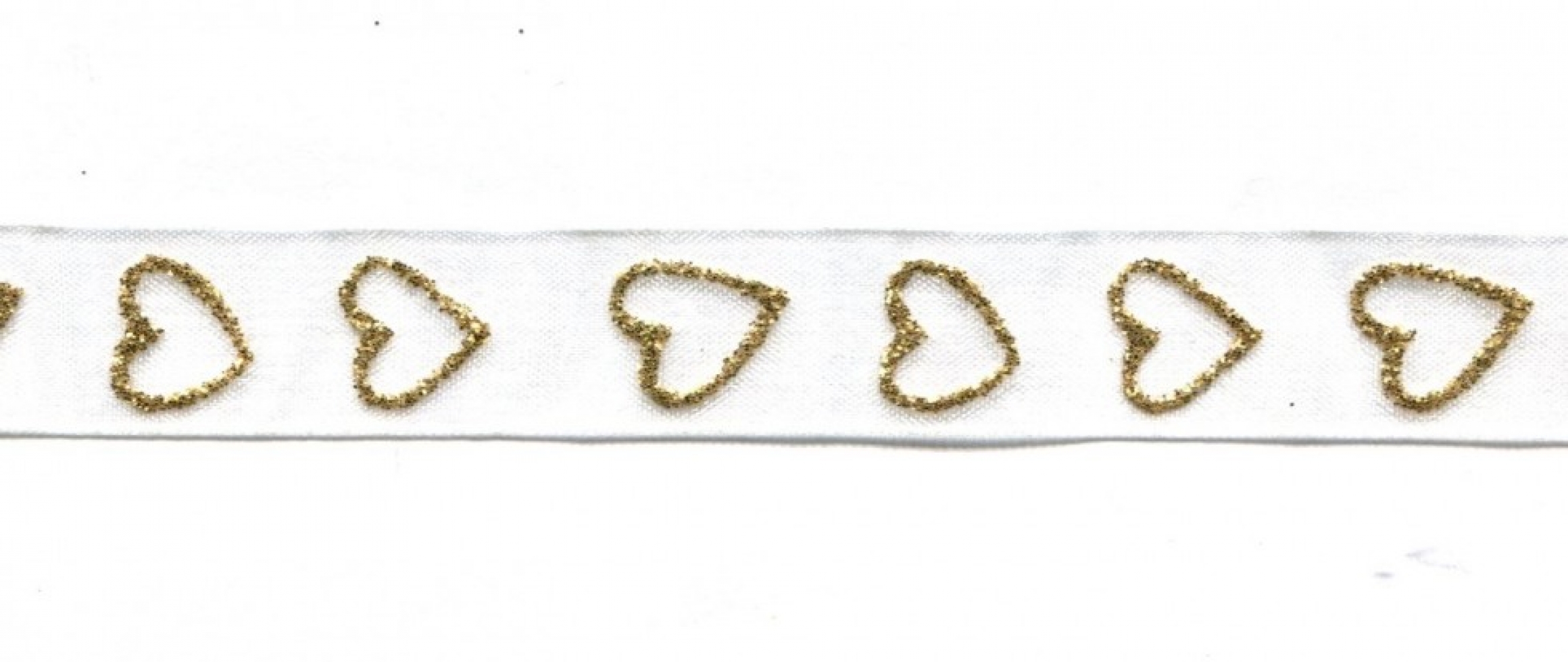 Heart Organza Ribbon Gold