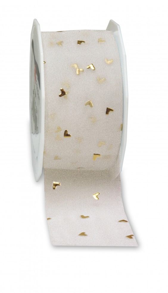 Heart Stud Ribbon Ivory