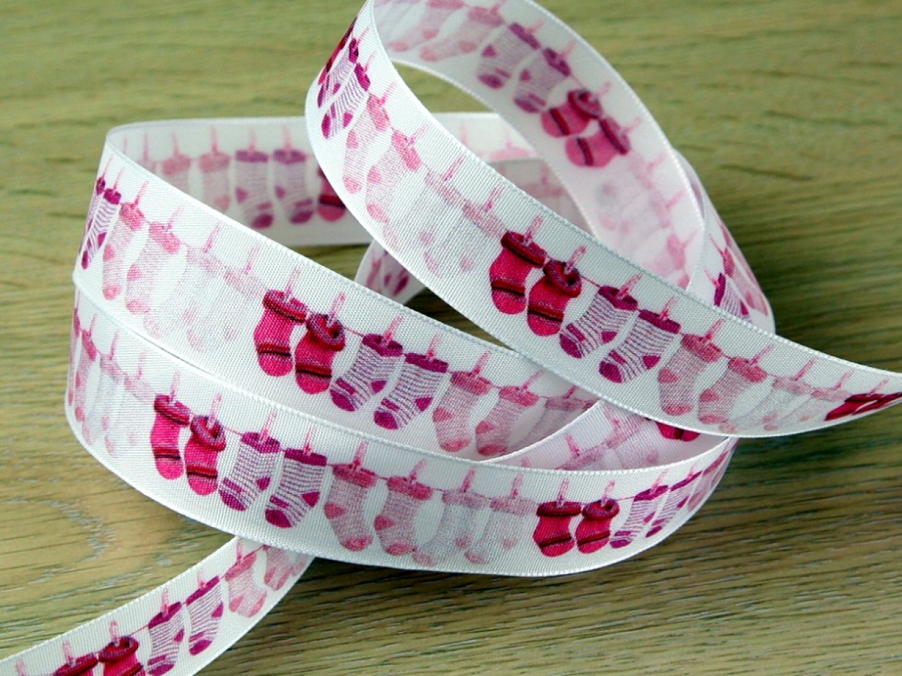 Baby Socks Taffeta Ribbon Pink