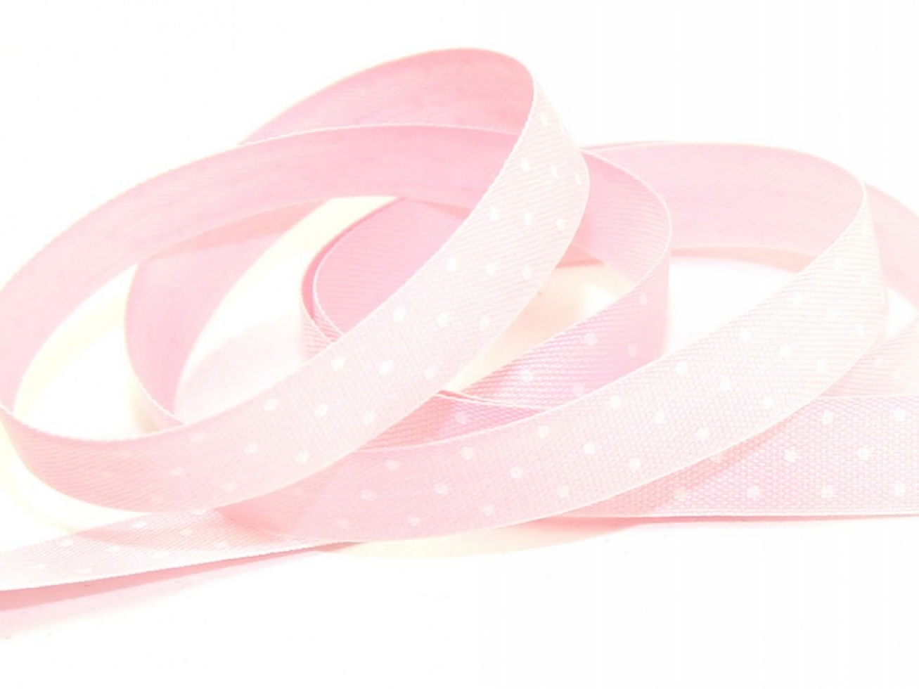 Spotty Cotton Ribbon Pink/White