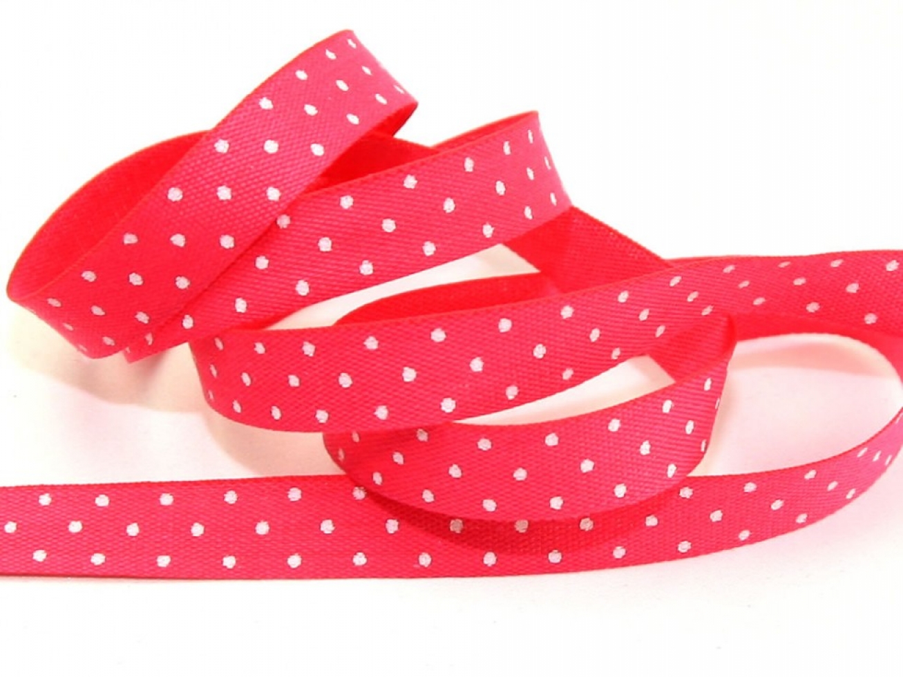 Spotty Cotton Ribbon Cerise/White