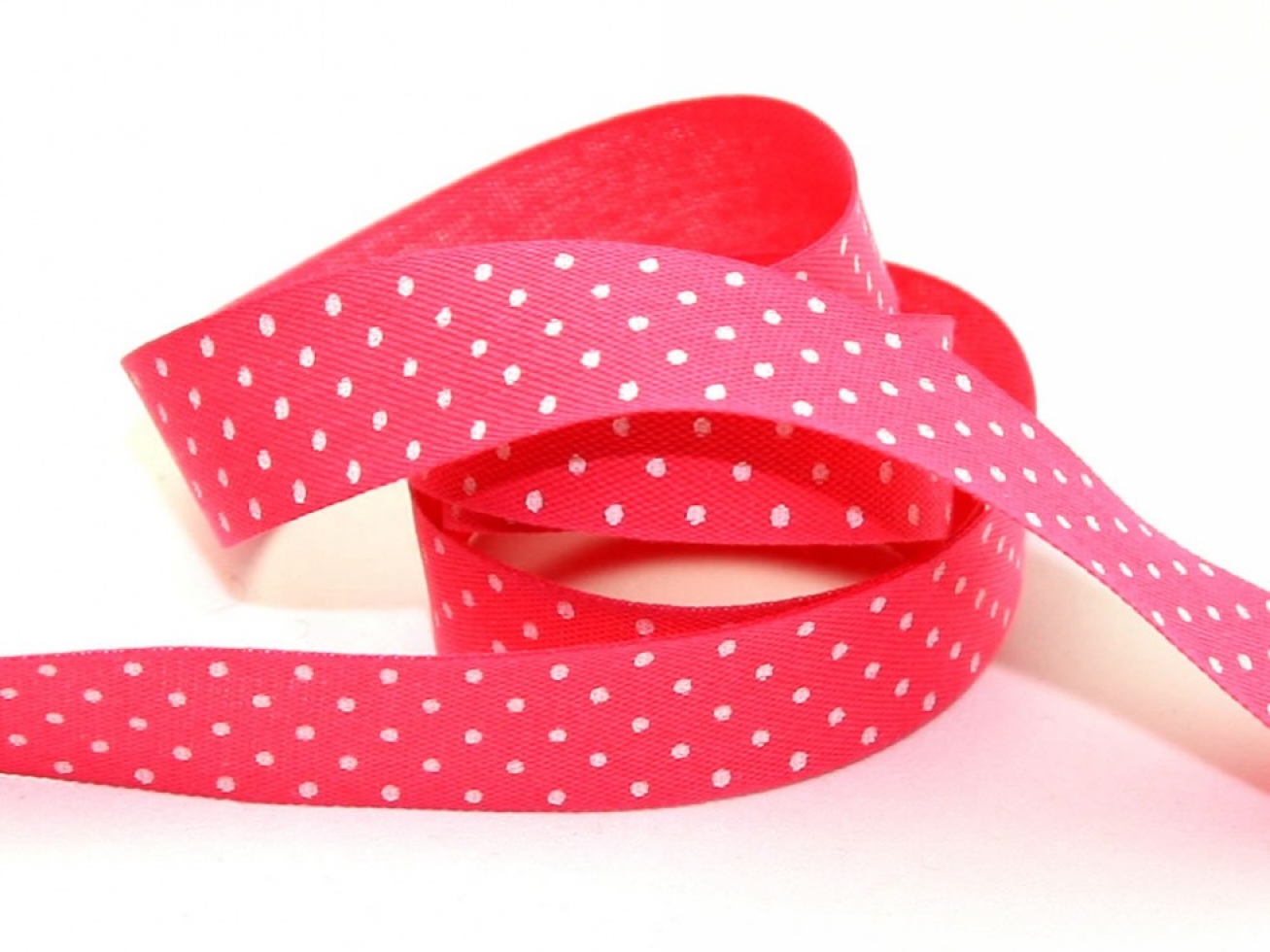 Spotty Cotton Ribbon Cerise/White