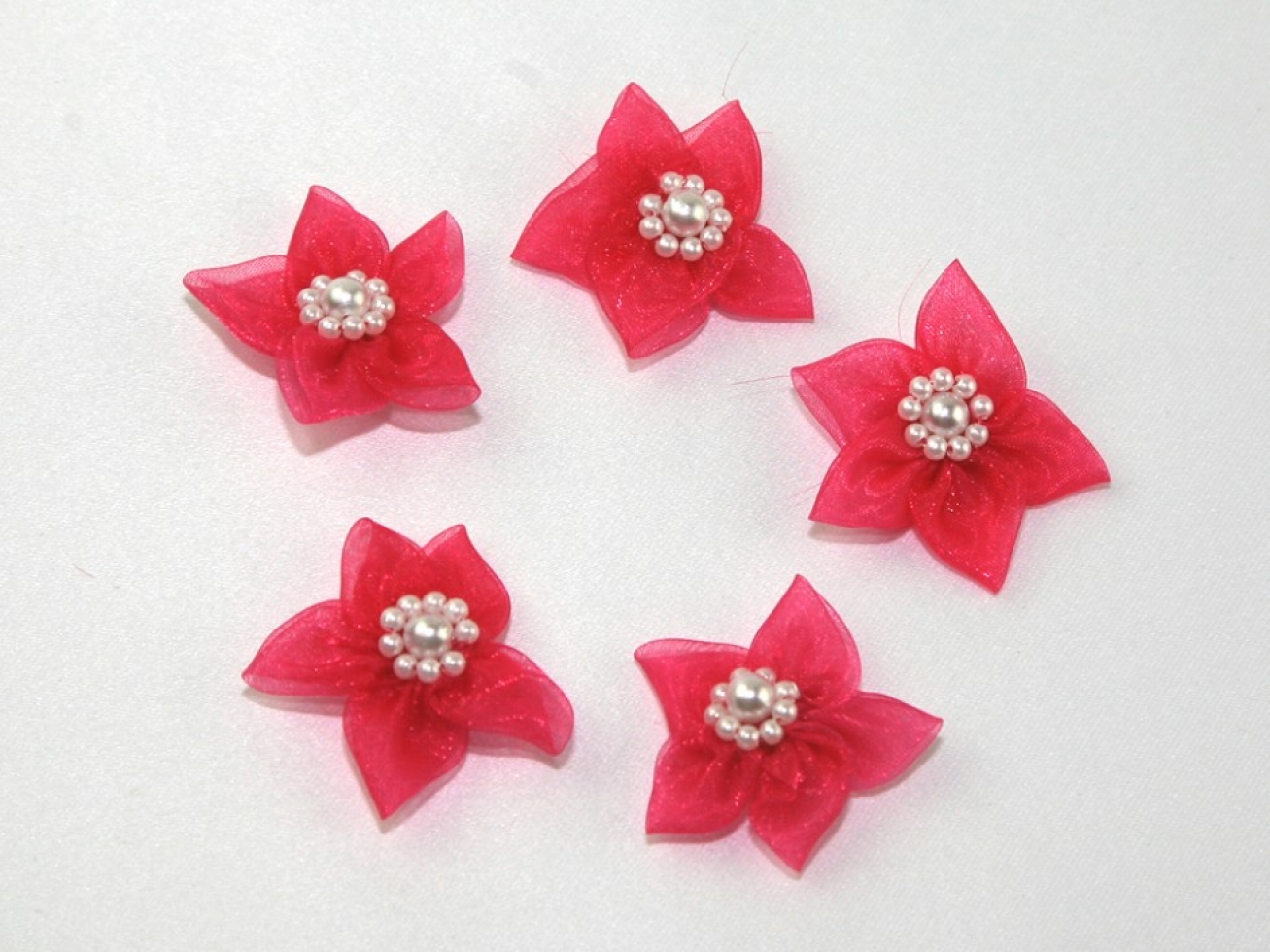 Organza Ribbon Flowers Shocking Pink