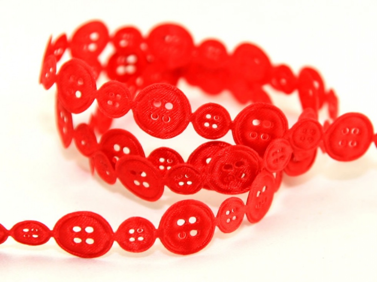 Satin Buttons Trim Red