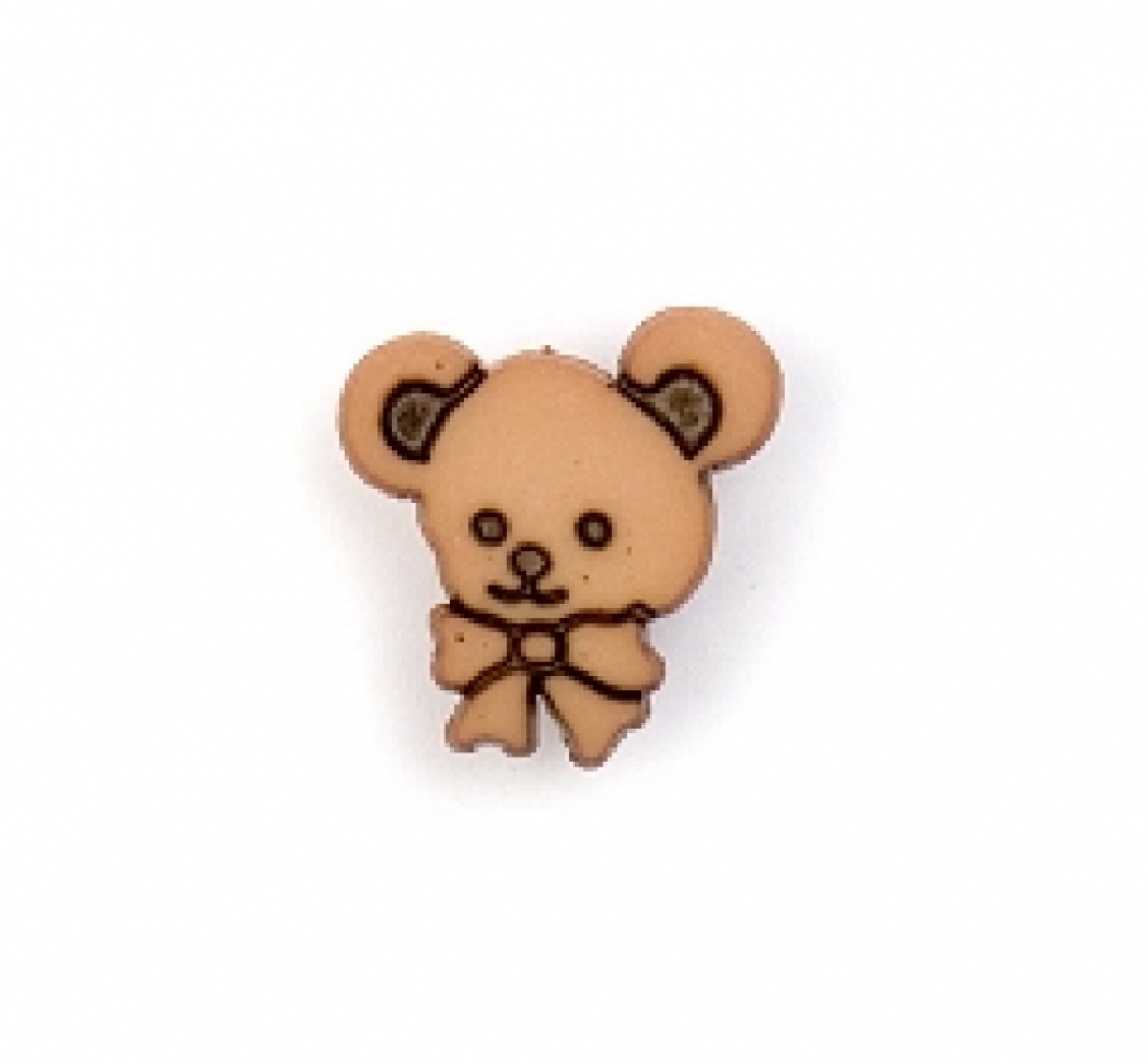Crendon Teddy Face With Bow Buttons Brown