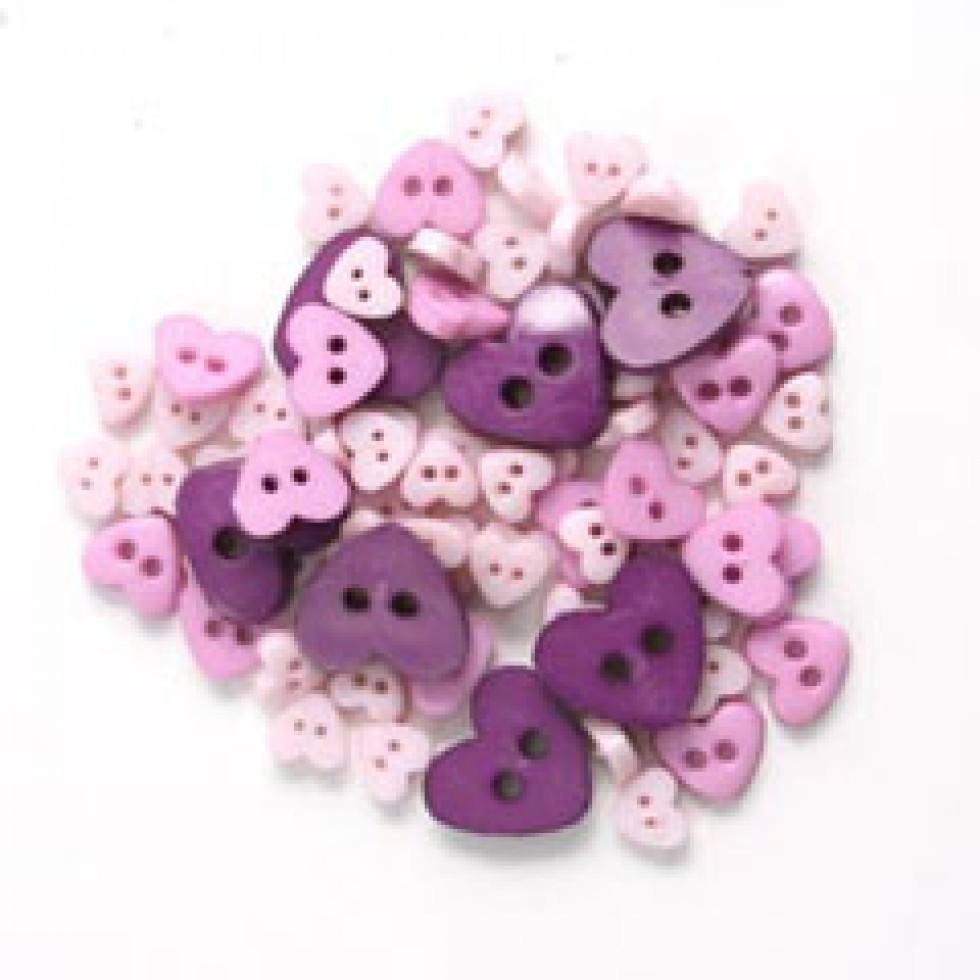 Trimits Heart Miniature Buttons Lilac