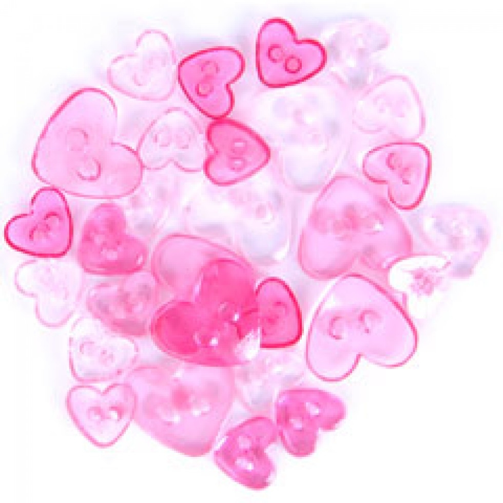 Trimits Heart Miniature Buttons Transparent Pink