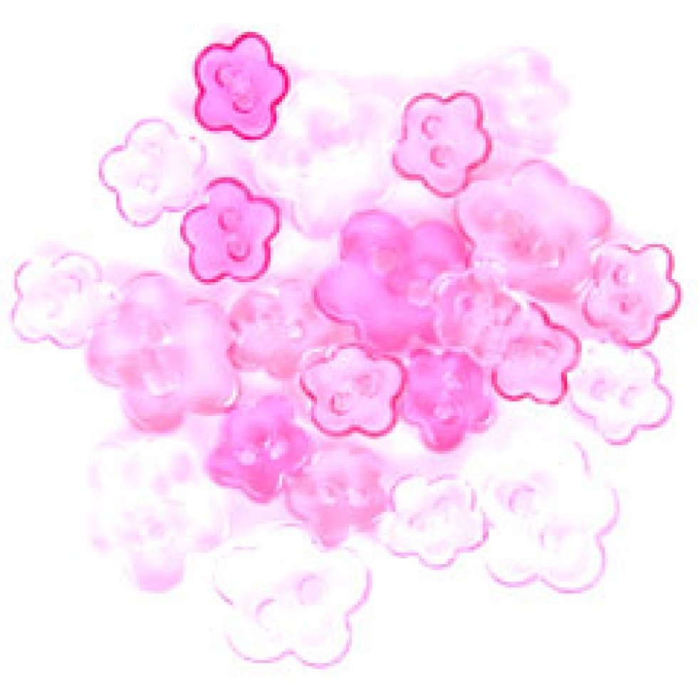 Trimits Flower Miniature Buttons Transparent Pink