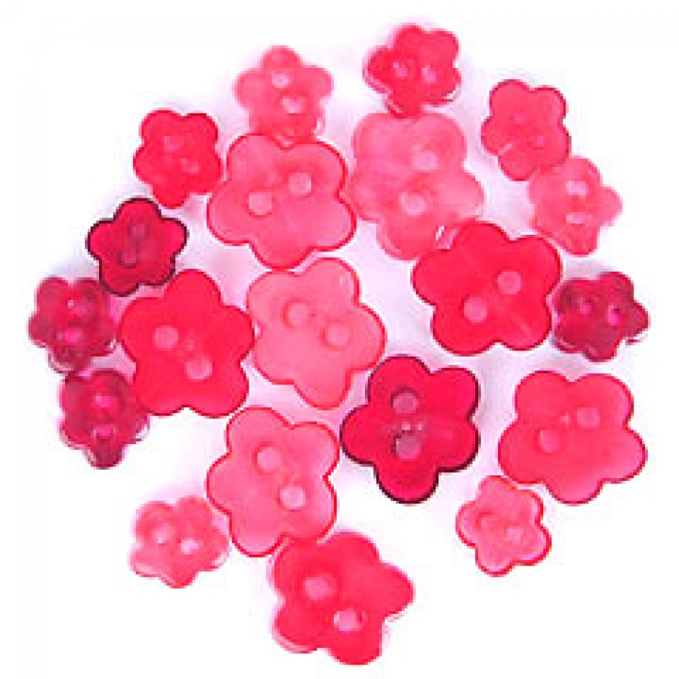 Trimits Flower Miniature Buttons Transparent Red