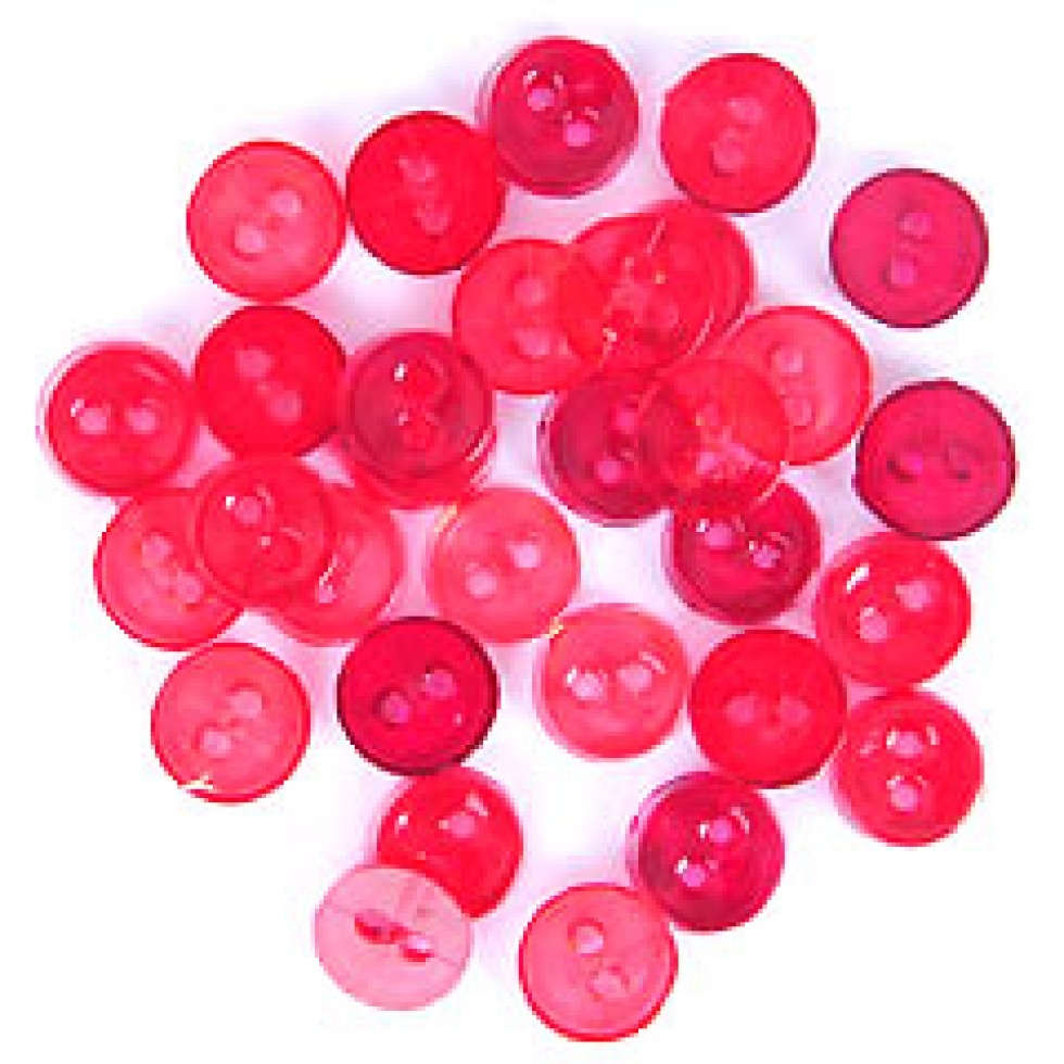 Trimits Round Miniature Buttons Transparent Red