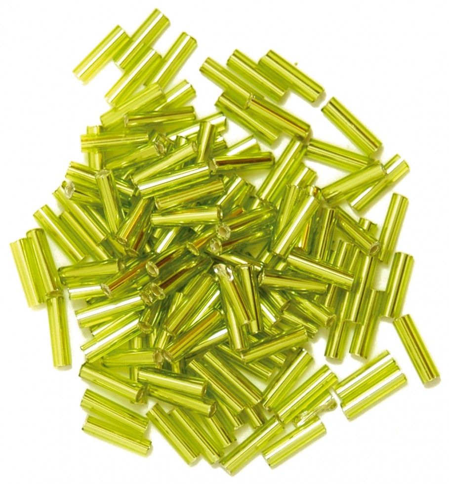Craft Factory Glass Bugle Beads Lime Green