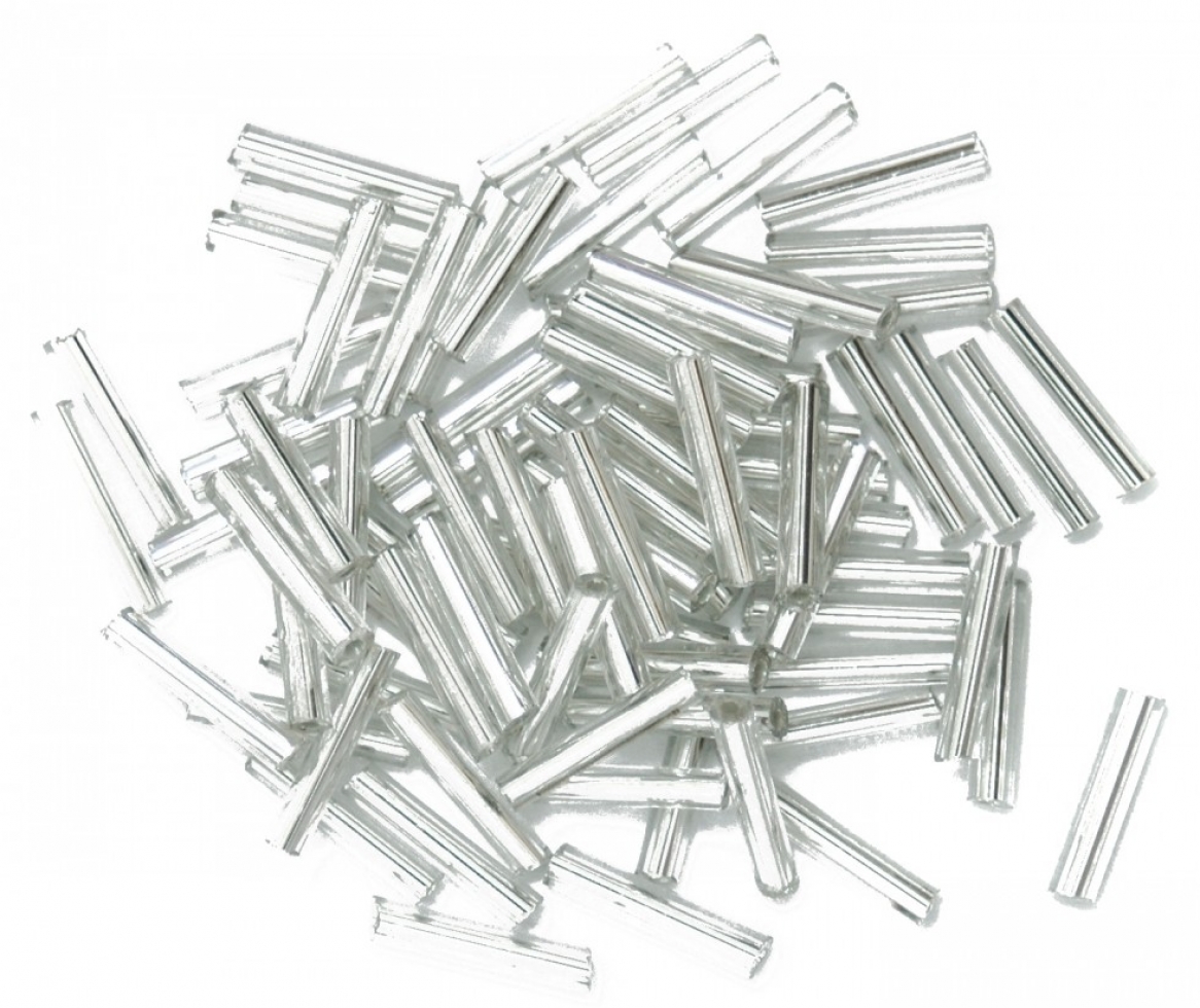 Craft Factory Glass Bugle Beads Silver