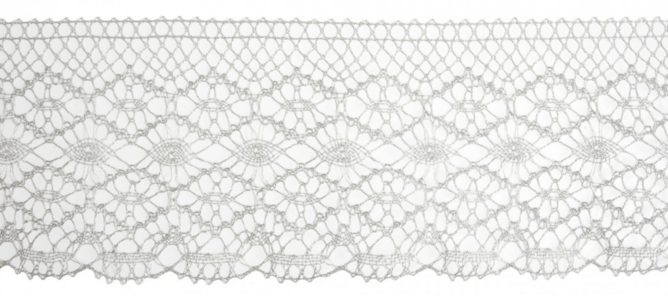 Essential Trimmings Metallic Lace Trim Light Silver