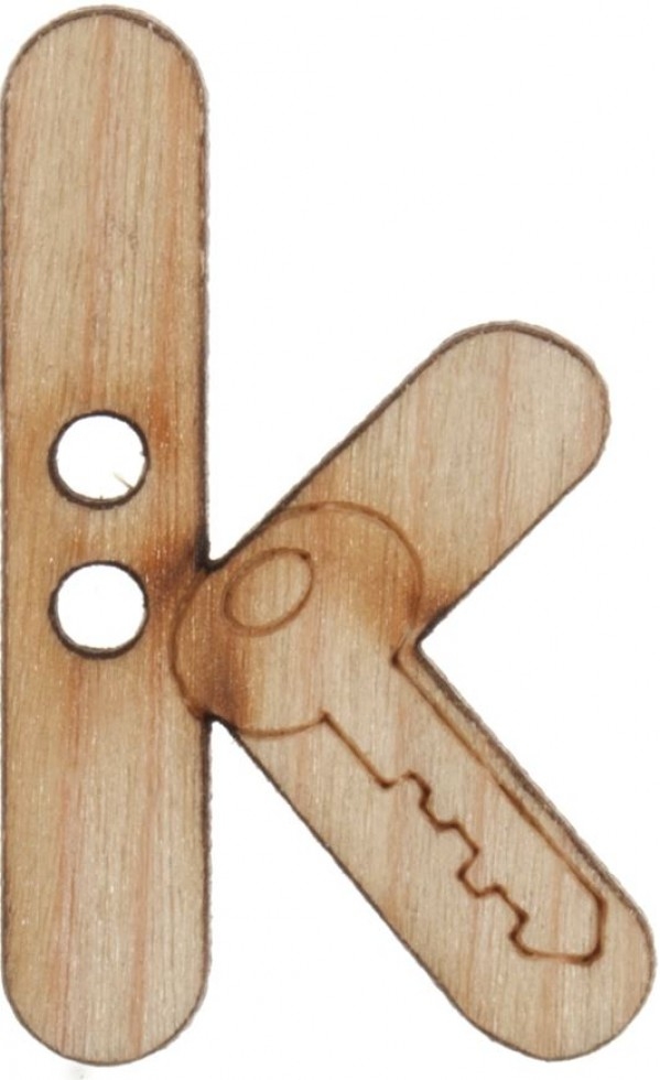 Trimits Wood Alphabet Letter Buttons Natural Letter K