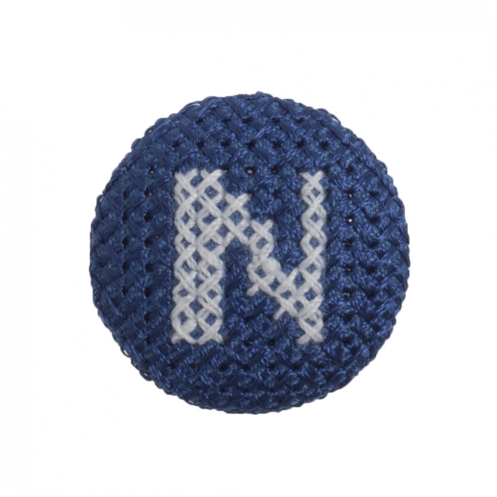 Trimits Cross Stitch Alphabet Buttons White on Blue Letter N
