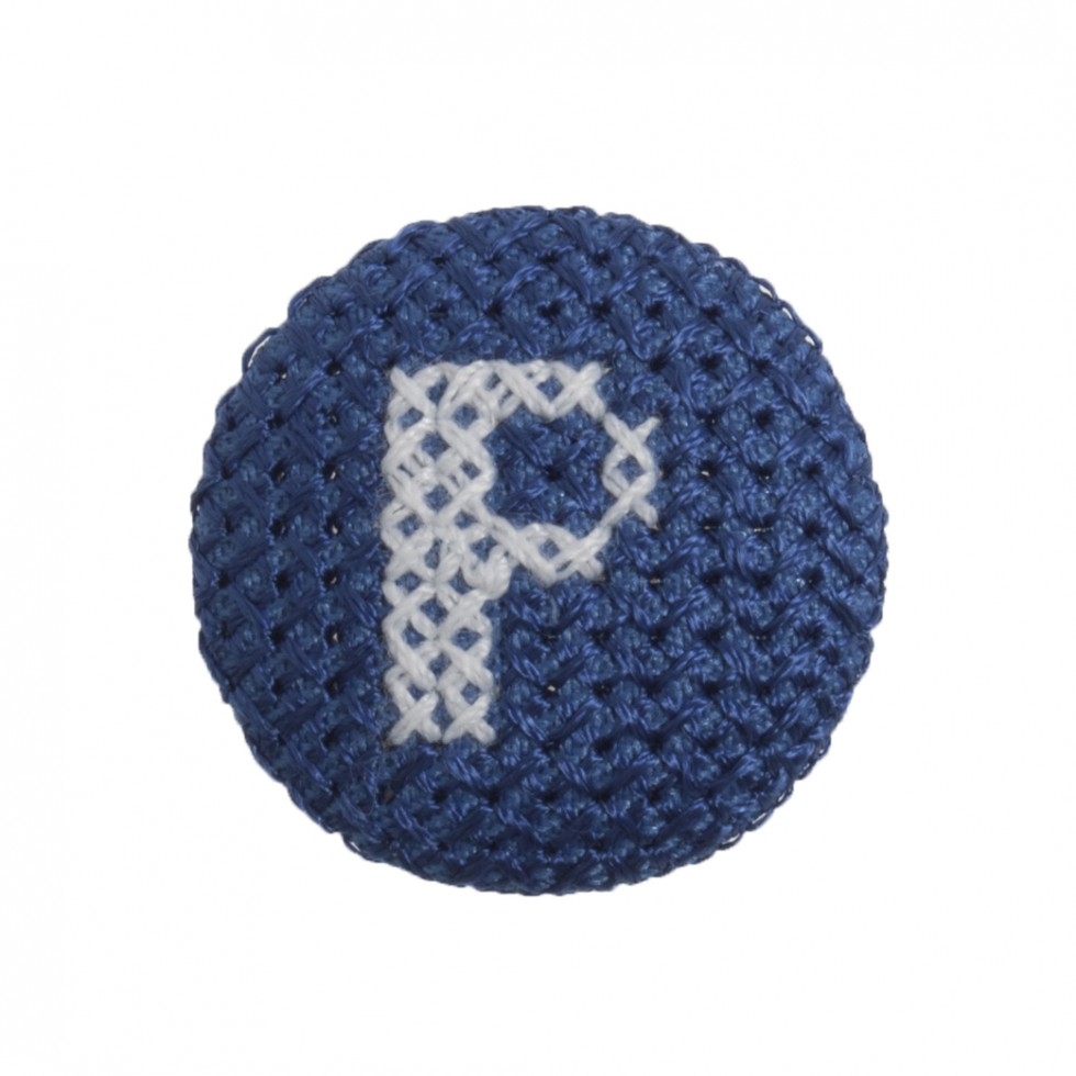 Trimits Cross Stitch Alphabet Buttons White on Blue Letter P