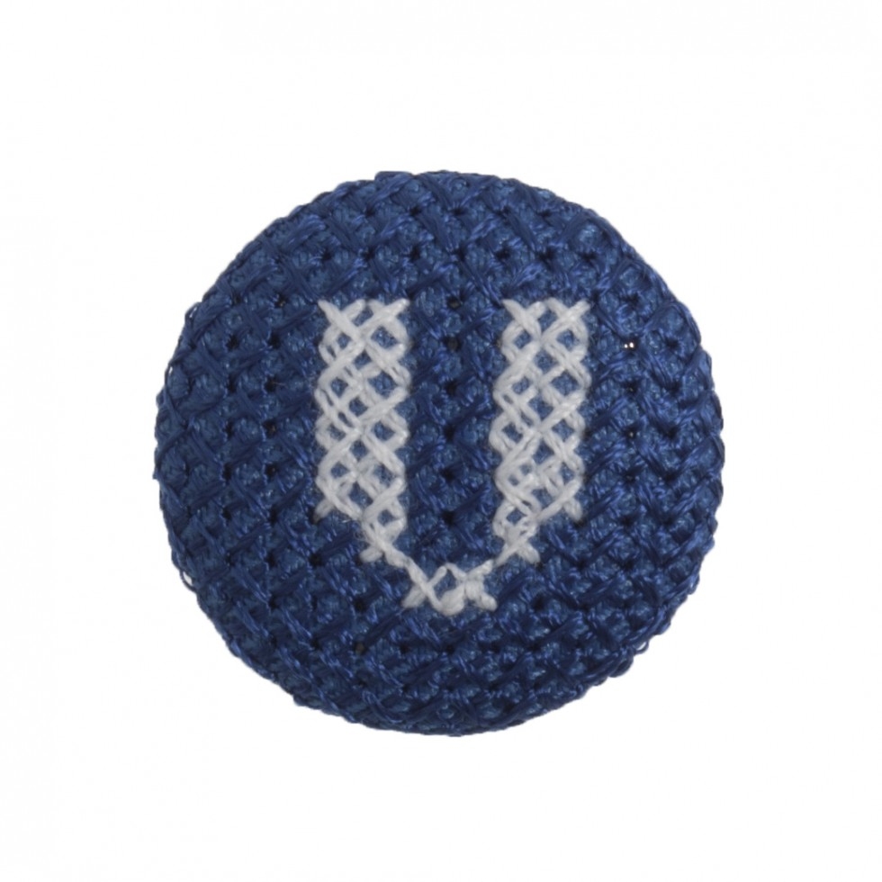 Trimits Cross Stitch Alphabet Buttons White on Blue Letter V